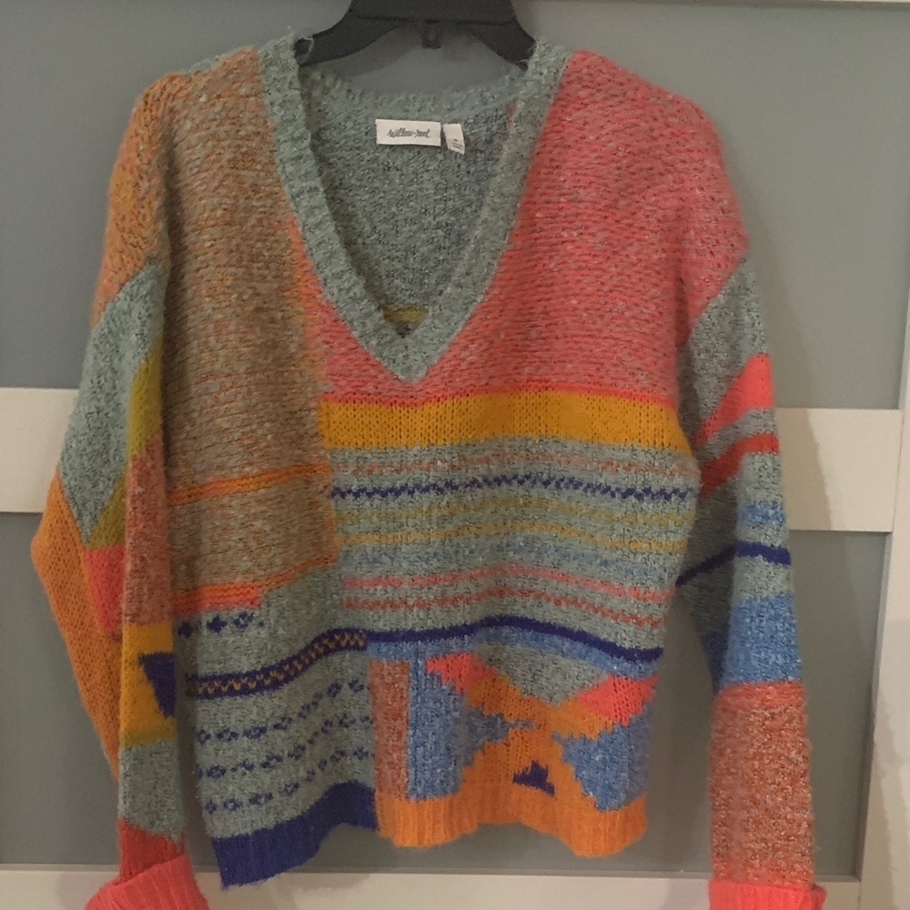 Colorful Patchwork V-Neck Sweater